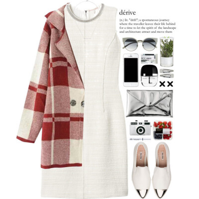 A fashion look from September 2014 featuring zipper back dress, knit coat and slip on flats. Browse and shop related looks.