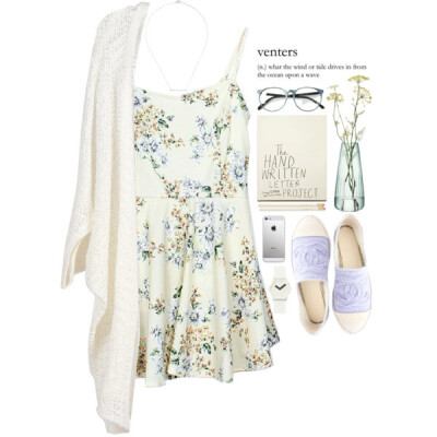 A fashion look from June 2014 featuring floral print dress, dolman cardigan and chanel shoes. Browse and shop related looks.