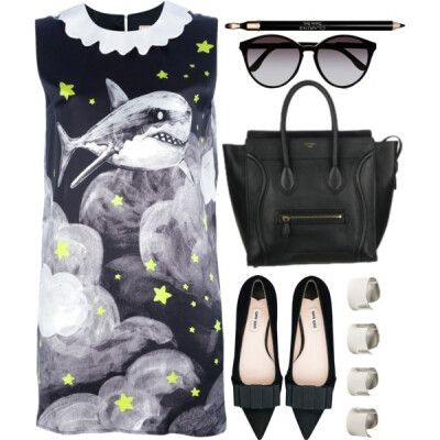 A fashion look from October 2013 featuring shift dress, flat shoes and celine purse. Browse and shop related looks.