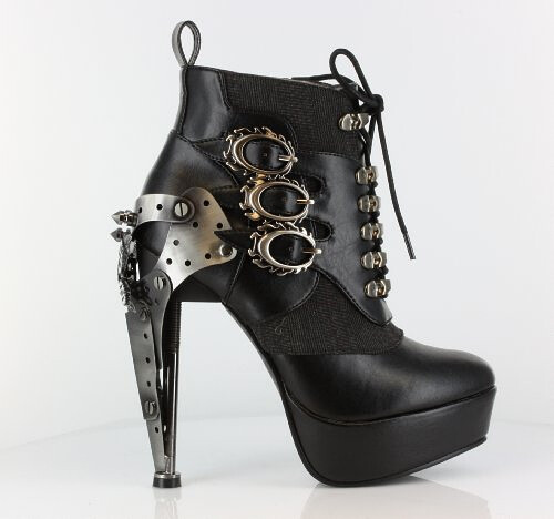 METROPOLIS HADES OXFORD GOTHIC STEAMPUNK VICTORIAN METAL GEARS PLATFORM ANKLE BOOTS HEELS