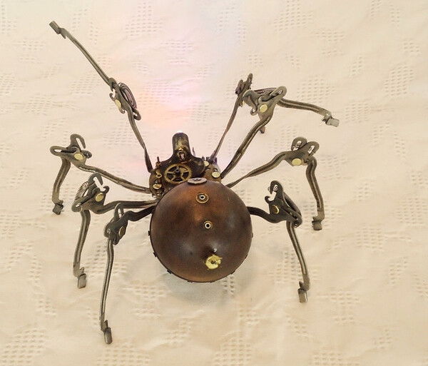 OOAK Steampunk SPIDER machine age UPCYCLED victorian vintage industrial