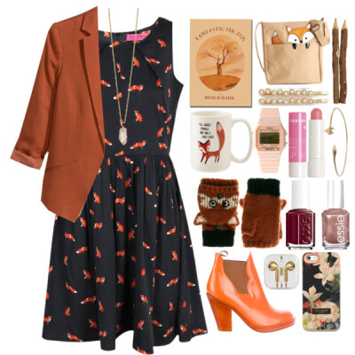 A fashion look from December 2014 featuring boohoo dress, H&amp;amp;M and round toe ankle boots. Browse and shop related looks.