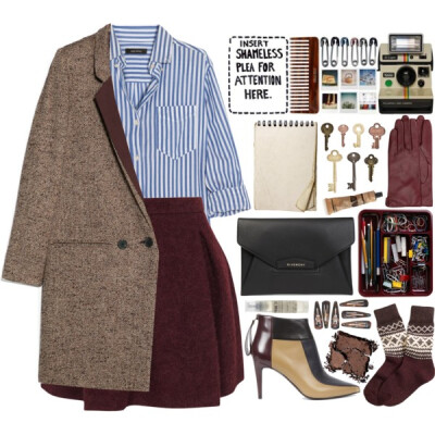 A fashion look from January 2015 featuring shirts &amp;amp; blouses, brown coat and Karl Lagerfeld. Browse and shop related looks.