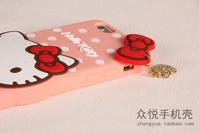 Hellokitty iphone6plus苹果5S可爱卡通kt猫波点硅胶手机壳保护套