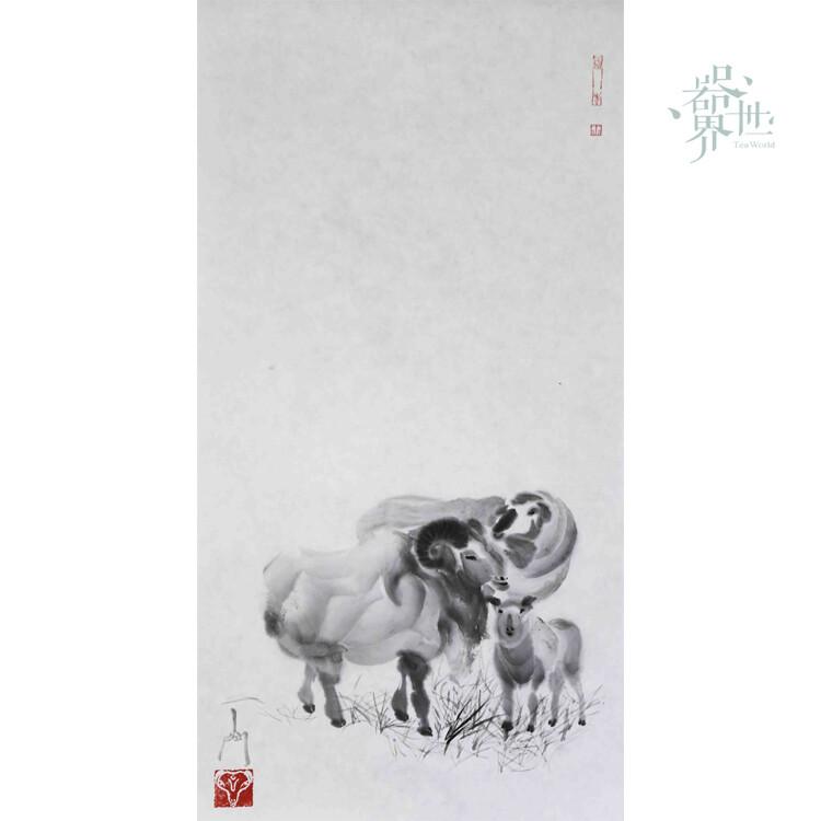 【器世界】名家字画#孙进手绘原稿 禅意生肖羊#书画生肖羊 器世界郑重承诺，器世界所销售的国画青年艺术家孙进手稿皆为正品，且为品相完美的高端藏品！孙进致力于传统与创新的探索，用笔墨传达内心的感受。其作品在业内界受极高赞誉。