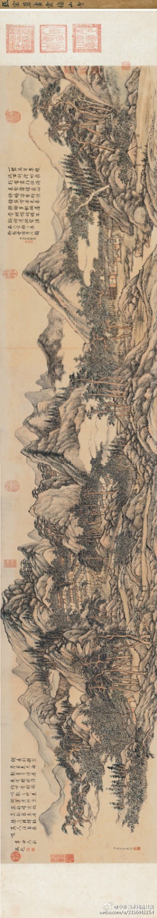 【國(guó)畫1569】清 張宗蒼《雲(yún)棲山寺圖卷》—— 紙本設(shè)色，清代張宗蒼國(guó)畫作品。