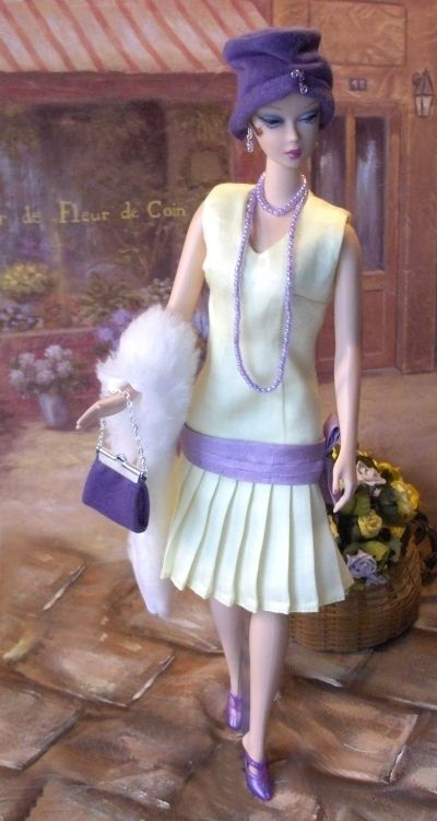 Lavender Lemon 1920's ensemble created by Marlena Monice for Silkstone Barbie