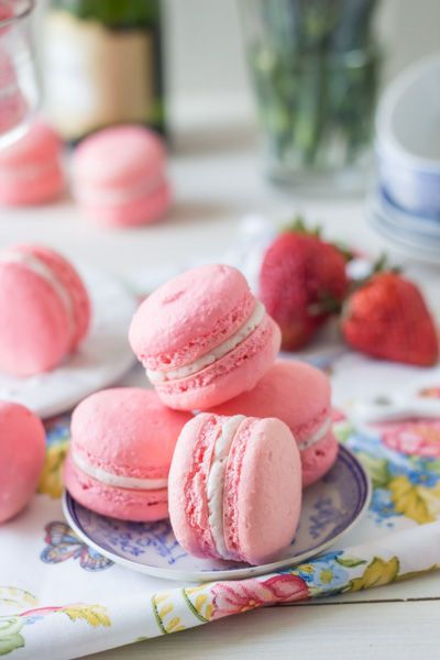 Strawberry Rose Macarons