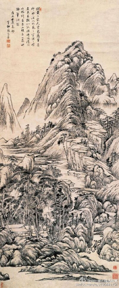 【國(guó)畫1563】清 張宗蒼《秋山幽居圖》—— 紙本水墨，92 × 127 釐米。題識(shí)：“倪黃二家 天資高邁，筆墨神妙，深入北苑之室，後學(xué)者未易擬似，紙窗晴暖，漫圖此幅，刻意求工，殊無一當(dāng)也，擲筆惘然；雍正甲辰（1746年…