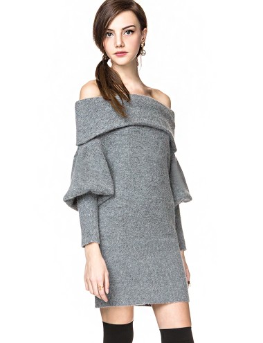 Off The Shoulder Dress - Grey Dresses - $82