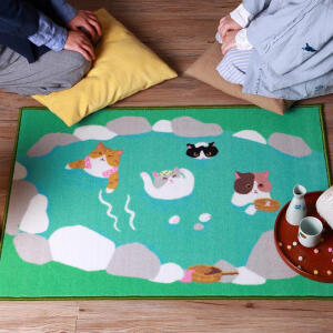 优质！妙吉MEWJI原创猫咪大尺寸地毯动物门垫 温泉款