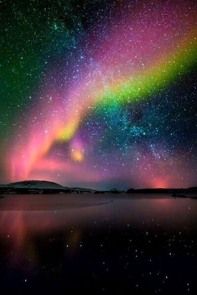 Colourful Aurora and Milky Way