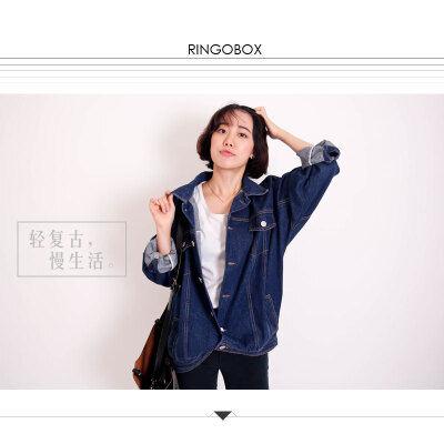 RINGOBOX牛仔系。百搭款 BF风宽松 春秋款两色牛仔外套。