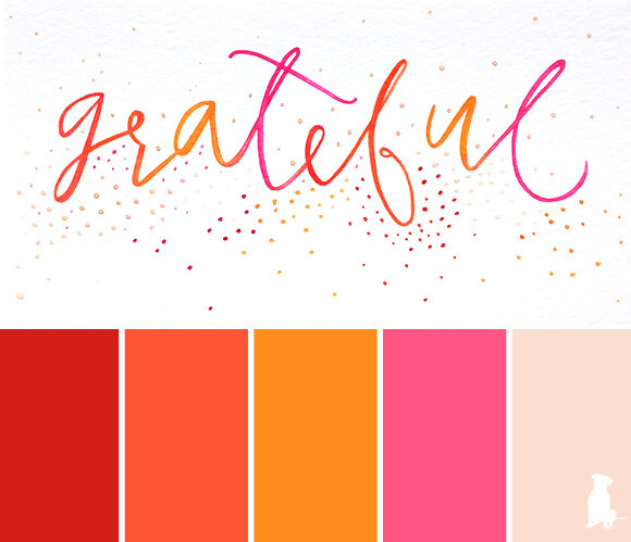 a watercolor-inspired color palette // red, tangerine, orange, pink, nude