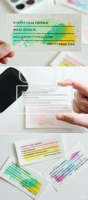 DIY Stamped Watercolor Business Cards