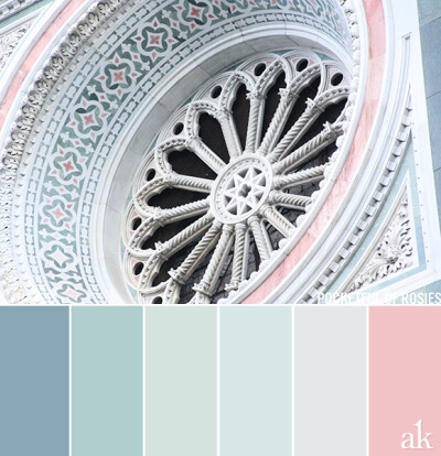 a rosette-inspired color palette // pastels, blue, green, stone, pink // Florence Cathedral