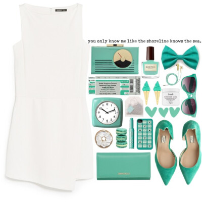 A fashion look from December 2014 featuring white dress, green shoes and Jimmy Choo. Browse and shop related looks.