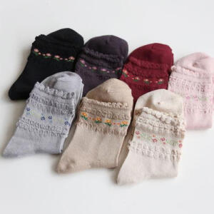 丝光棉柔润 泡泡层次碎花袜口 日单短袜 7色