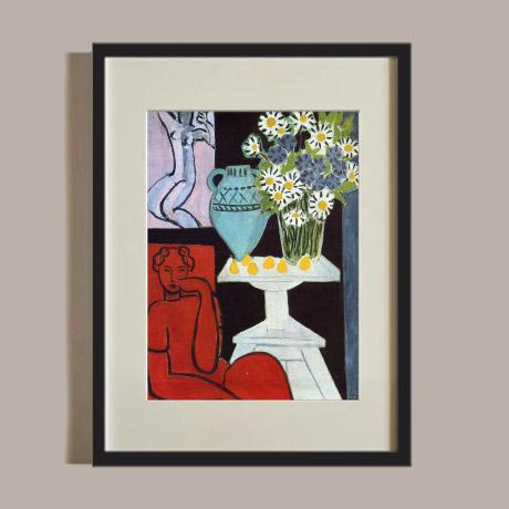 野兽派大师法国马蒂斯 Matisse 午后时光 读书咖啡静物瓶花装饰画