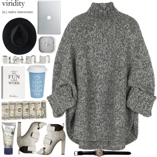 A fashion look from November 2014 featuring gray sweater, ankle combat boots and band jewelry. Browse and shop related looks.