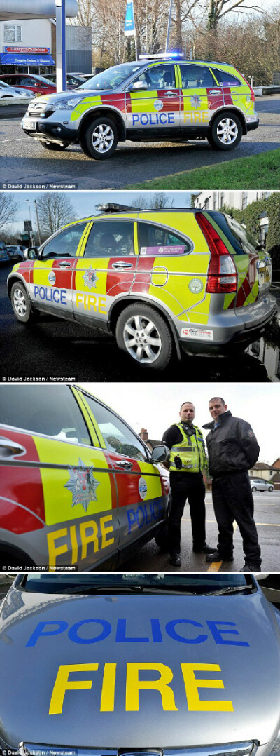 英国北安普顿郡....因为警察预算被砍... 穷得连警车都买不起了..... 当地警察只好想了一个办法... 联系了隔壁的消防员蜀黍..... 现在警队和消防队合钱买了这么一台车.... 双方分着用..... 又是警车又是消防车...... …