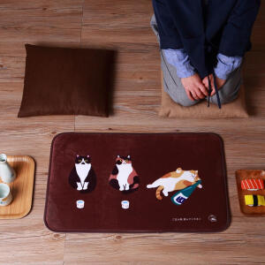 ！妙吉MEWJI 独家原创 加厚中等尺寸猫地毯 饮酒猫款