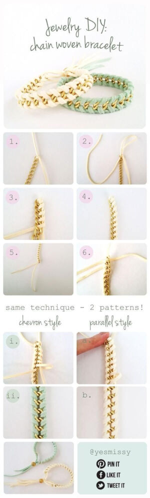 Jewelry Diy: Suede &amp;amp; Chain Woven Bracelet (part 3)