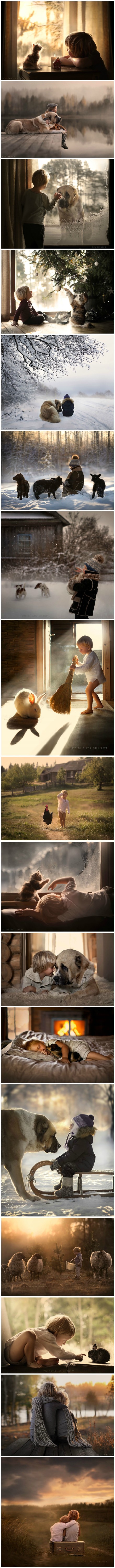 俄罗斯摄影师Elena Shumilova的新作，她特别喜欢拍自己两个儿子和动物一起的场景，乡村生活，感觉特别温馨特别好