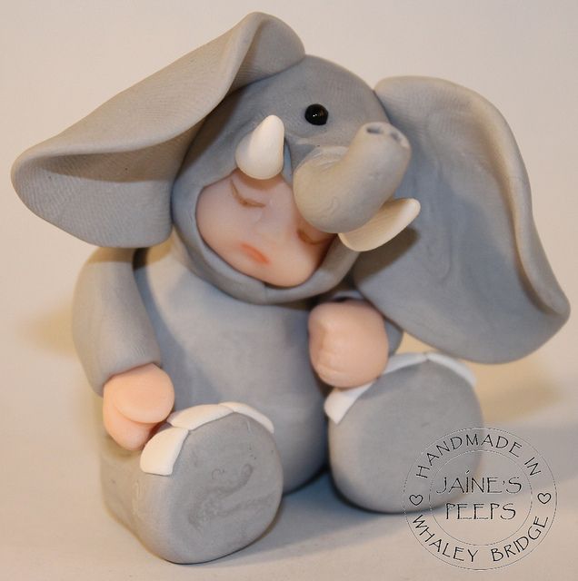 *POLYMER CLAY ~ Elephant by Jaines Peeps, via Flickr