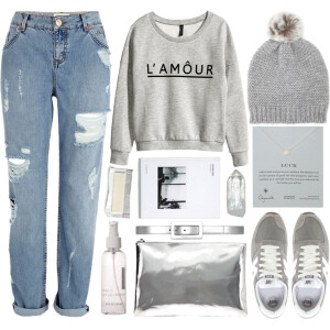 A fashion look from January 2015 featuring h&amp;amp;m shirts, low rise jeans and New Balance. Browse and shop related looks.