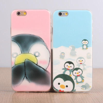 苹果iphone6手机壳5s情侣plus创意5c外壳4s全包硅胶软壳企鹅