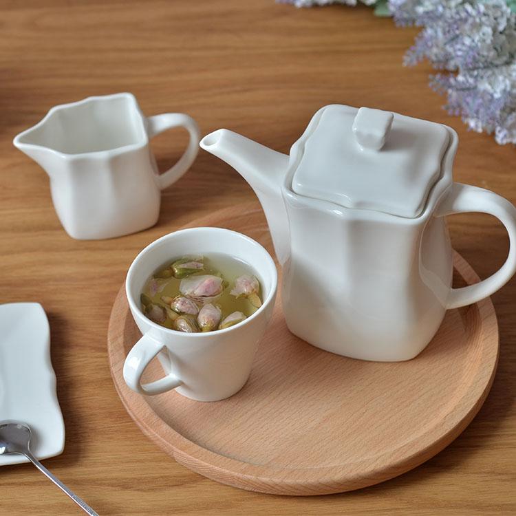 简约白色陶瓷茶壶 咖啡杯 奶罐 糖罐套装 咖啡壶 厨房餐厅用具