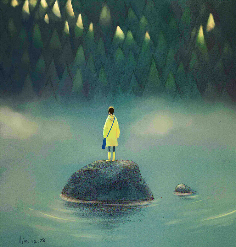孤岛1--林杨_插画,原创,绘本_涂鸦王国插画
