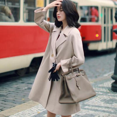 MC迷韩国秋冬milkcocoa韩版宽松唯美毛呢大衣