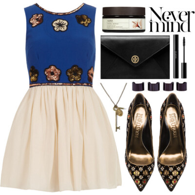 A fashion look from December 2013 featuring prom dresses, embellished shoes and black envelope clutch. Browse and shop related looks.