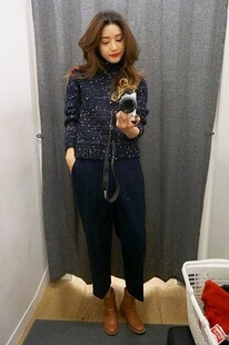 正品Stylenanda-冬季韩版女装纯色简洁毛织休闲长裤