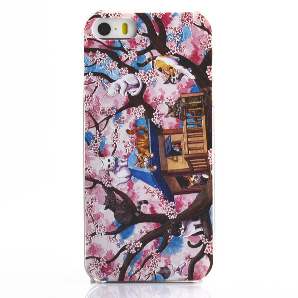 2件iphone6plusiphone54s55S立体浮雕手机壳套樱花树猫咪