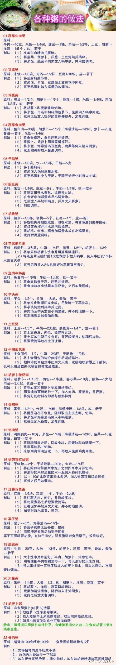 【各种粥的做法】非常全面，非常简单，关键在于营养搭配的全面。丨转