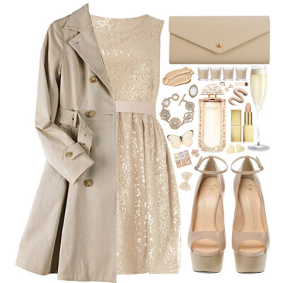 A fashion look from March 2014 featuring pink dress, trench coat and ankle strap shoes. Browse and shop related looks.