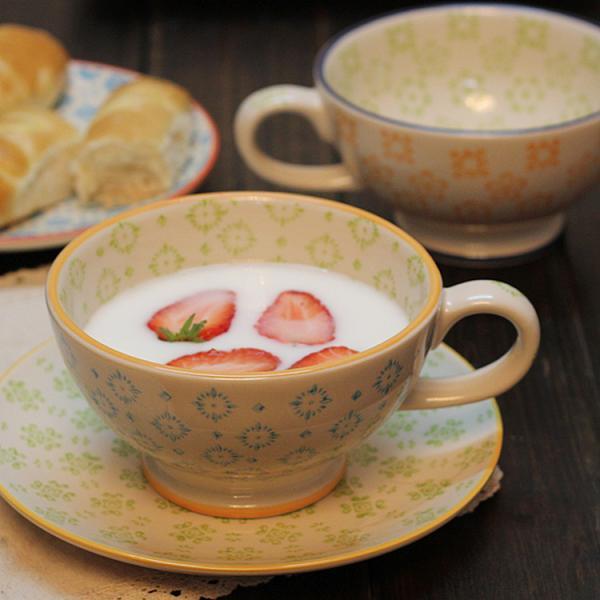 美式田园日式森系陶瓷泡面碗大杯碗小汤碗沙拉碗早餐杯餐具0.53KG