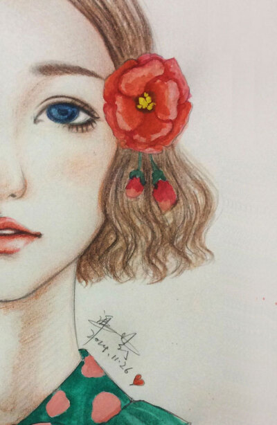 水彩#彩铅#唯美插画#森女系#头像#卷发...