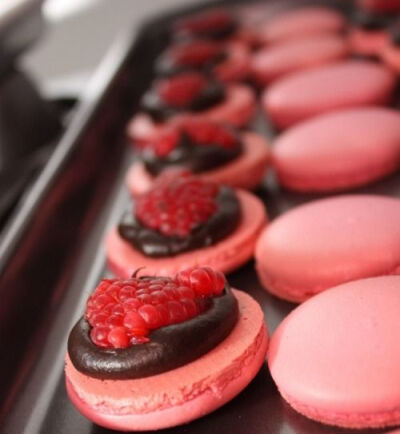 Raspberry Dark Chocolate Macaroons