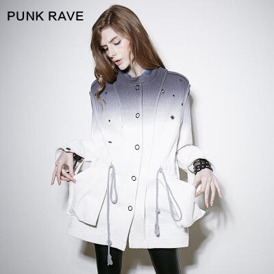 设计师品牌PUNK RAVE春季新品 廓形夜空渐变凹凸质感两穿外套