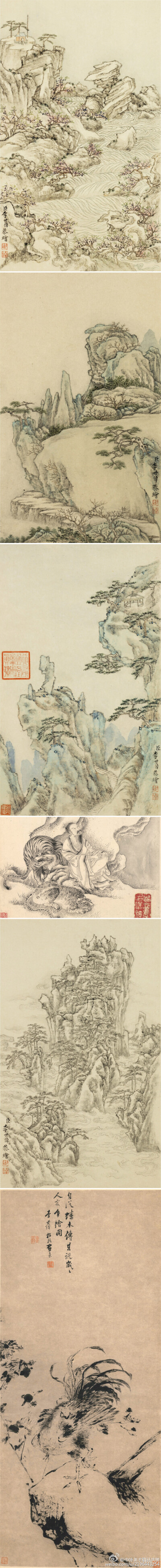 李世倬——字天章等，號穀齋等，奉天（今遼寧瀋陽）人；宗法王翬，其畫純正而筆亦秀雋，其人物，自言得吳道子水陸道場圖而閱之，遂悟其法；其花鳥、果品各種寫意，蓋得諸舅氏之指墨而易以筆，故能各名一家；晚年喜用…