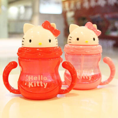 Hello Kitty可爱卡通迷你带手柄儿童吸管杯塑料杯防漏水壶