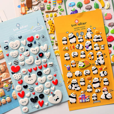 韩国直送Sonia可爱卡通动物DIY手机相册日记装饰贴纸立体泡泡贴画