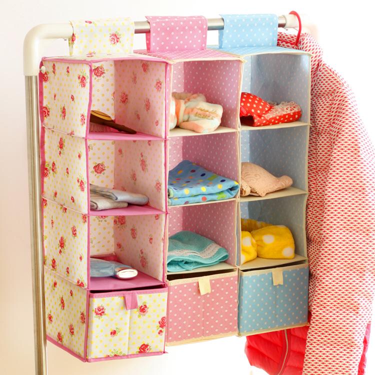 清新日系居家无纺布衣橱收纳挂袋多层墙上壁挂收纳袋