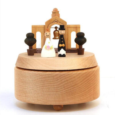 jeancard台湾木质音乐盒旋转八音盒结婚礼物闺蜜朋友老婆新郎新娘