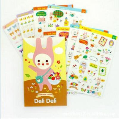 一本一事 韩国 透明 装饰贴纸 deli deli8枚入 可爱兔子 手账周边