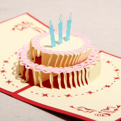 生日蛋糕立体贺卡 韩国创意儿童礼物3D手工DIY公司员工生日卡片